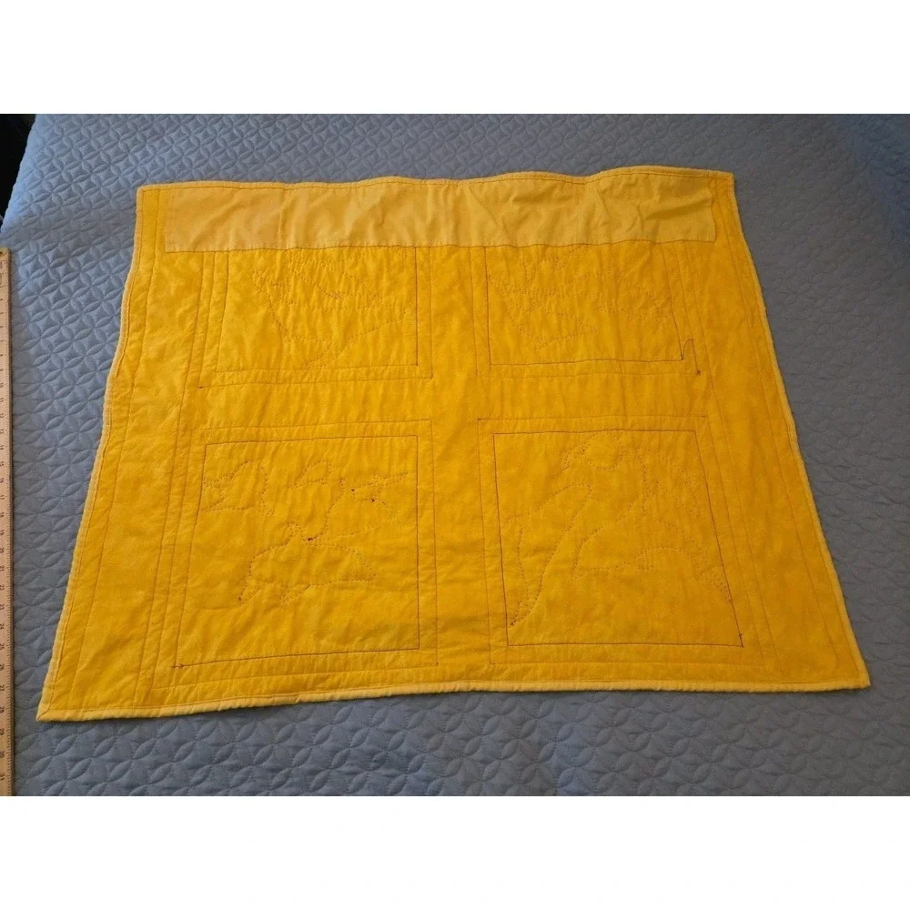 Handmade Crib Lap Blanket Ocean Life Dolphins Whales Blue Yellow 42